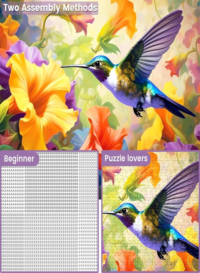 VOLUVOLU 500 Piece Puzzle for Adults, Jigsaw Puzzles,Flower Hummingbird Jigsaw Puzzles 500 Pieces Birthday Party for Family Adults Funny Puzzle - Image 4